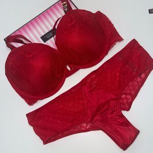 🔥VICTORIA'S SECRET set bra 34DD push-up cheeky panty Sz medium new